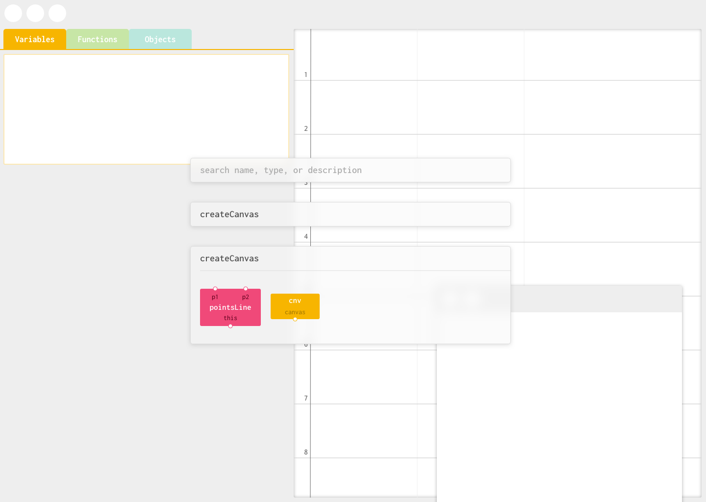 The early sketch of the block search interface.